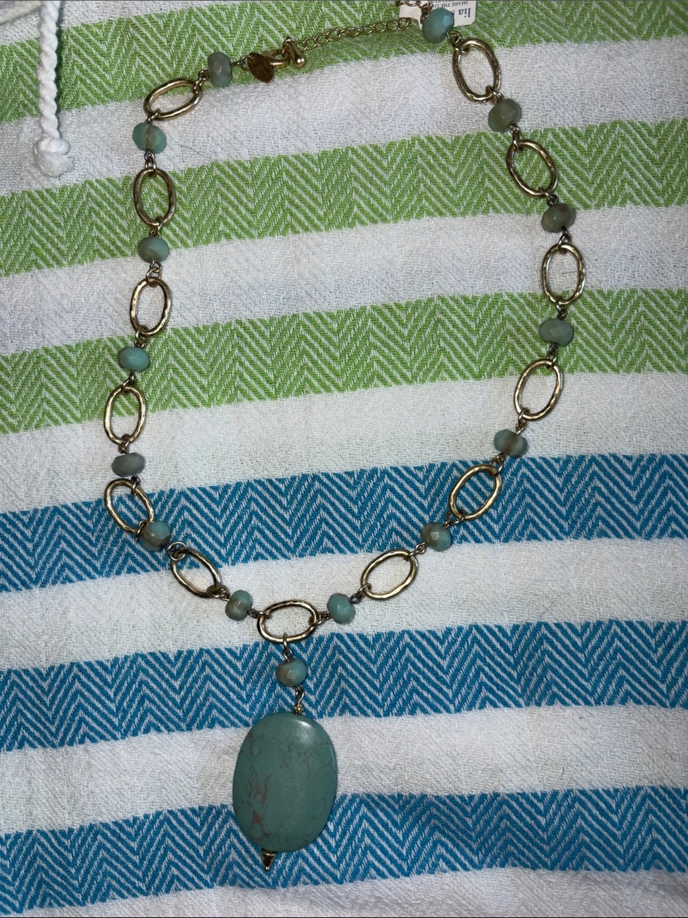 Lia Sophia necklace with faux turquoise pendant